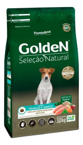 Ração Golden Seleção Natural Cães Adultos Mini Bits - 3kg