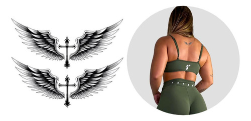 Tatuagem Temporária Asas Cruz Anjo