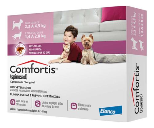 Antipulgas Cães E Gatos Comfortis 140mg 1 Comprimido Elanco