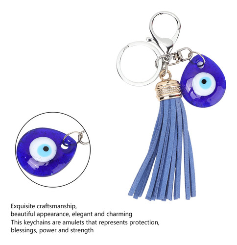 Llavero De Cristal Turco Con Amuleto De Mal De Ojo Azul