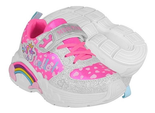 Tenis Casuales Niña Miss Pink Alegria Glitter Fiusha