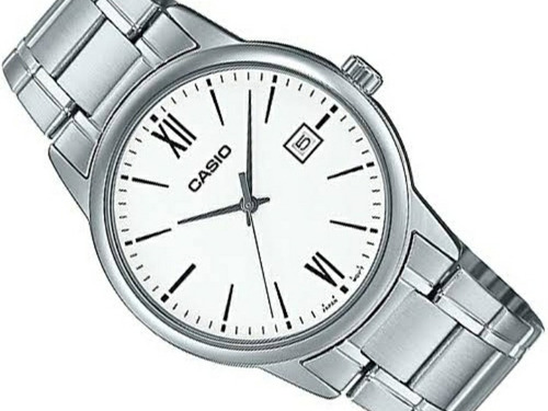 Reloj Casio Modelo Mtp-v002 Metal Cara Blanca Romanos