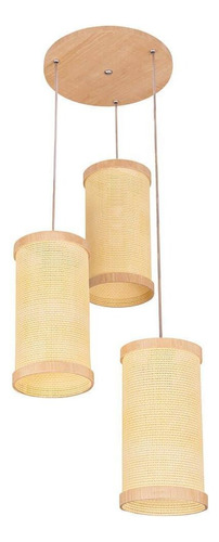 Pendente Muller Straw Natural Palha 3 Lâmpadas 2553na Cor Marrom 110V/220V