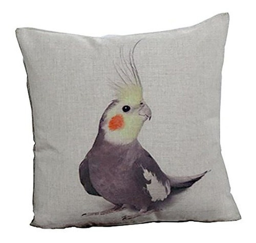 Pajaro Cojin 18 X 18 Tiro Funda De Almohada Lino Y Algodo