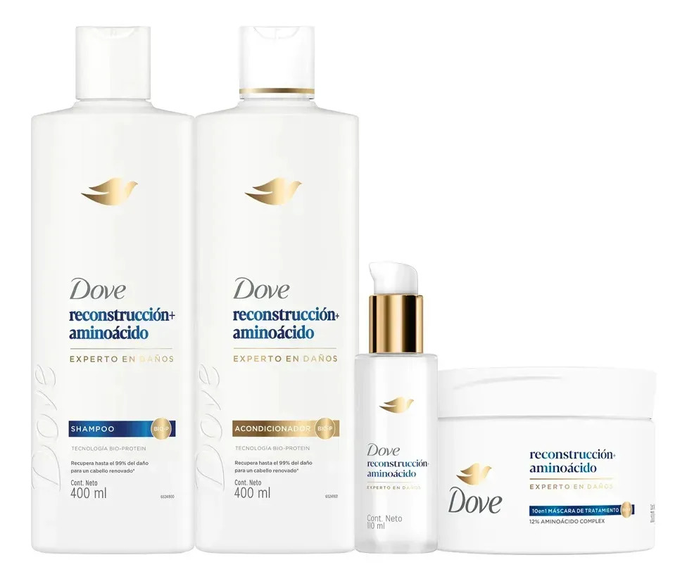 Dove Combo Reconstrucción Shampoo 400Ml + Acondicionador 400Ml + Máscara 300G + Tratamiento 110Ml
