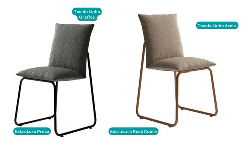 Cadeira Sala De Jantar Soft 1750 Aço Kit 2 Uni Cobre/linho A