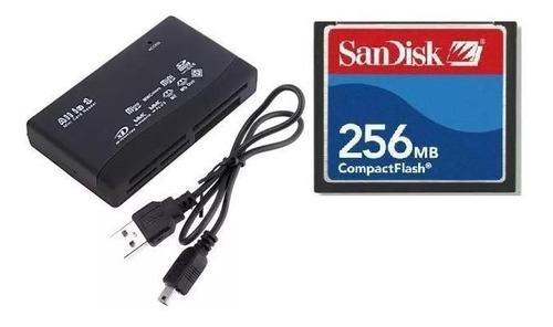 Cartão Memória Cf Compact Flash 256mb Sandisk + Leitor Usb