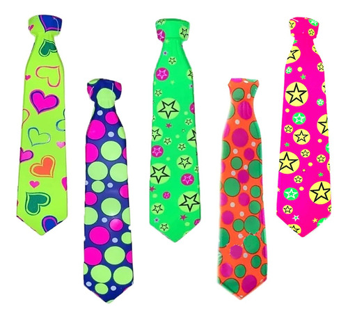 12 Corbatas Batucada Colores Neon Artículos Fiesta Mayoreo