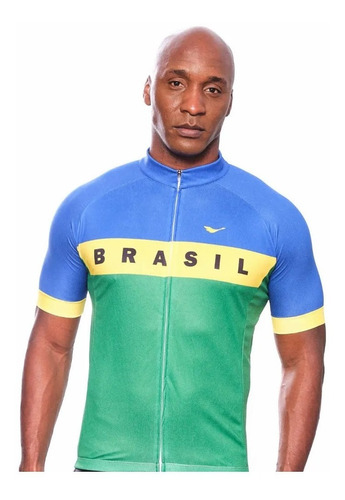 Camisa Scape Brasil 2.0 Verde Azul E Amarela Ciclismo 21