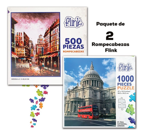 Kit De 2 Rompecabezas Flink Londres Y Paisaje Hong Kong