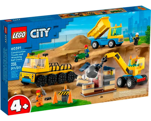 Camiones Lego De Obra Y Grúa Con Bola De Demolición Febo 