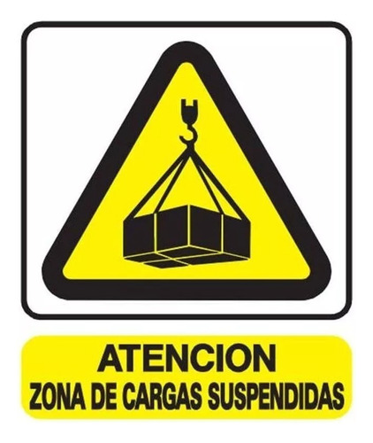 Cartel Plástico Atención Zona Cargas Suspendidas 22x26 Cm