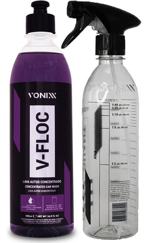 Shampoo Concentrado V-floc 500ml + Garrafa De Diluição 500ml