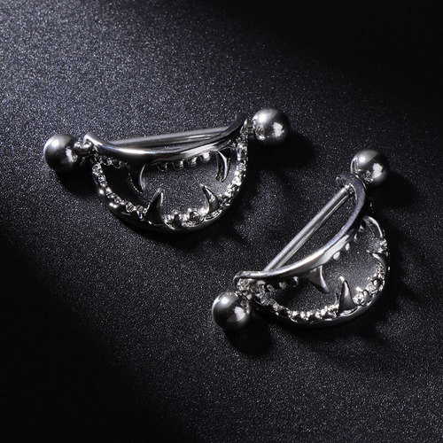 2 Piezas Piercing Pezón Mujer Dama Halloween Boca Dientes Af