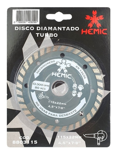 Disco Diamantado Turbo 41/2  Hemic 13300rpm 