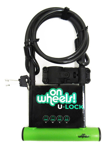 Candado U-lock Onwheels Largo Con Piola Y Soporte - Verde Color Azul