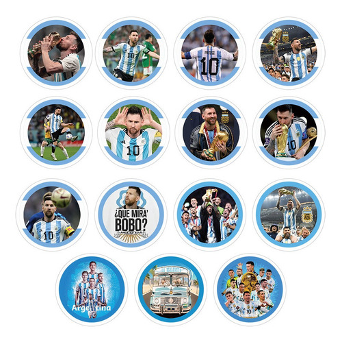 15 Pines Prendedores Messi Copa Campeon Mundial Argentina