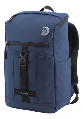 Mochila Discovery Shield Top Zip Para Computadora Laptop Azul 22 Lts Poliester Reciclado Diseño Elegante Funcional