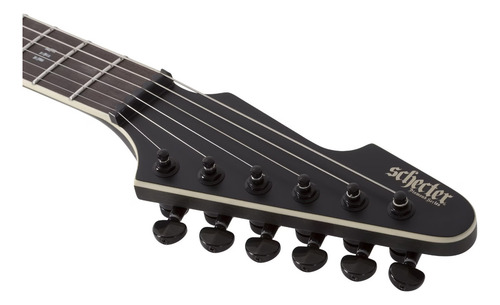 Guitarra elétrica Schecter E-1 Sls Eviltwin Satin Black, material de escala de ébano, orientação à mão direita