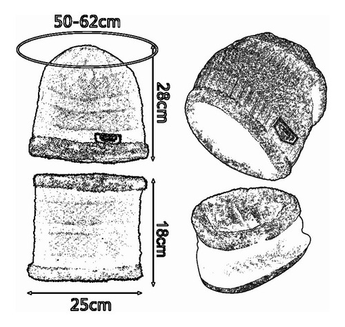 Imagen 4 de 8 de Gorro De Lana Con Interior De Chiporro + Cuello, Invierno