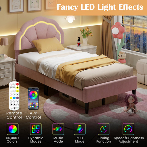 Base De Cama Rosa Con Luz Led Gpl Individual
