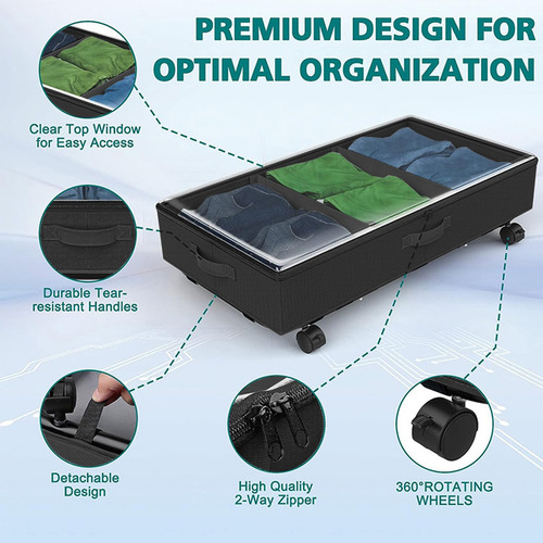 Caja De Almacenamiento Para Debajo De La Cama Con Ruedas, Al
