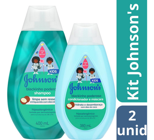  Kit Shampoo E Cond. Infantil Johnsonbaby Blackinho Poderoso