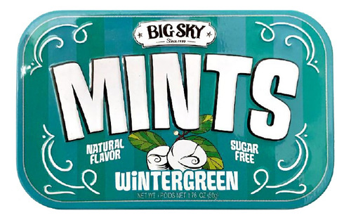 Pastilhas Balas Mints Wintergreen Big Sky Lata 50g