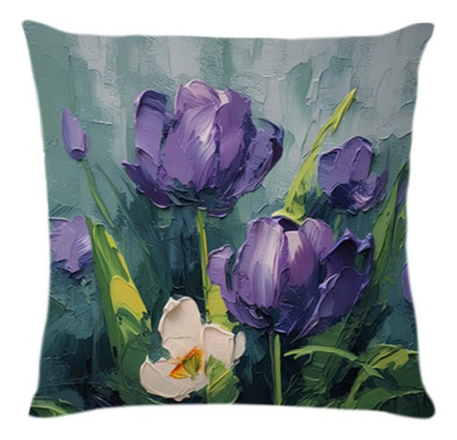 4 Juegos De Fundas De Cojín,estampado De Flores De Tulipanes