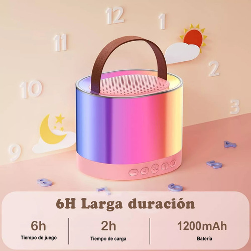 Máquina de karaoke altavoz bluetooth con 2 micrófonos inalámbricos color rosa