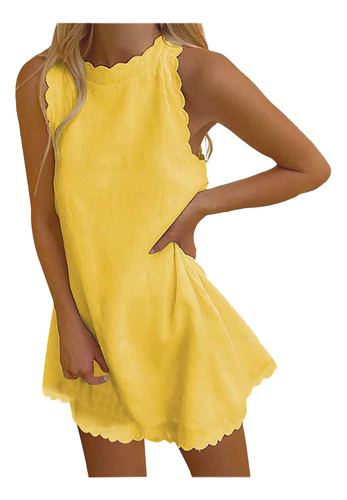 Vestido De Mujer De Verano Para Playa, Color Camiseta Sin Ma