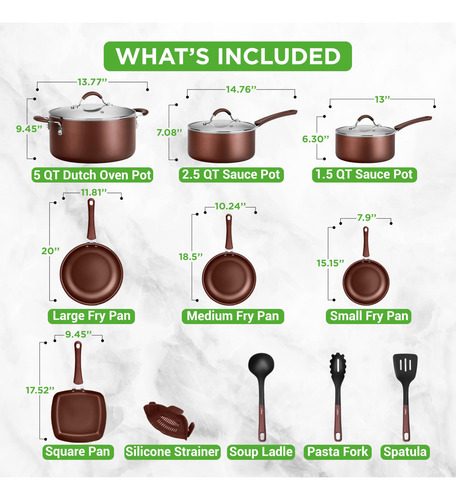 Nutrichef Utensilios De Cocina Ollas Y Sartenes De Cocina Marrón