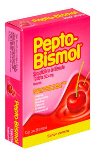 Pepto Bismol Cereza 24 Tabletas Masticables
