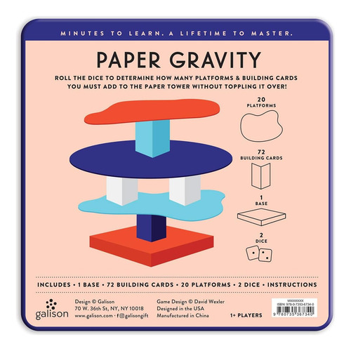 Juego De Mesa Paper Gravity Galison De Equilibrio