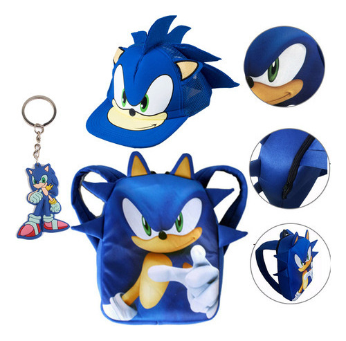 Sonic Student - Mochila Con Gorro Y Llavero