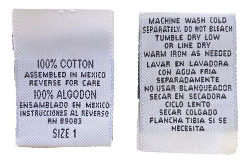 1000 Etiquetas Bordada Pa Ropa Pantalon Talla Numero Tejida