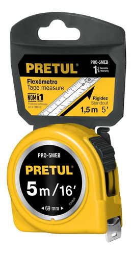 Flexómetro Amarillo 5mcinta 3/4' Tarjeta Plástica 21606 6 Pz