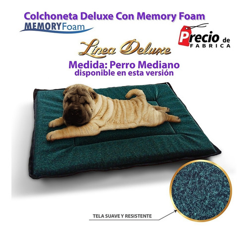Cama Colchoneta Deluxe Con Memory Foam Para Perro Mediano