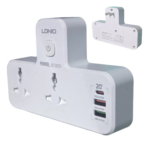 Extensión De Pared Ldnio Sc2311  20w Usb Qc 3.0 Carga Rápida