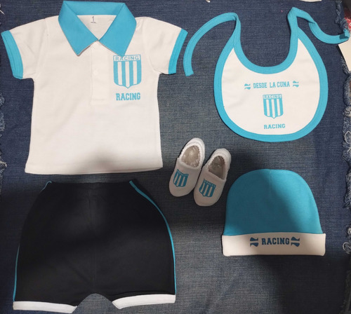 Conjunto Bebe Racing Chomba Short Babero Gorrito Zapatitos