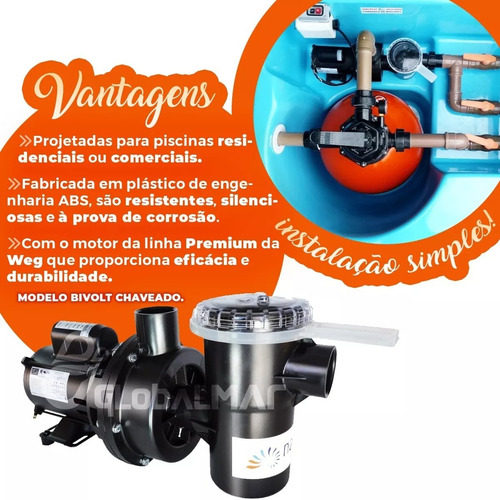 Kit Completo Piscinas Alvenaria Bomba Filtro Aspiração Refle