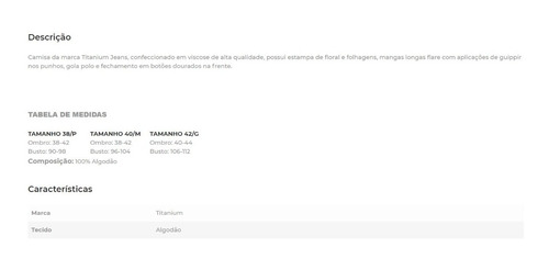 Imagem 5 de 7 de Camisa Titanium Mangas Longas Flare Com Guippir - Tt24383
