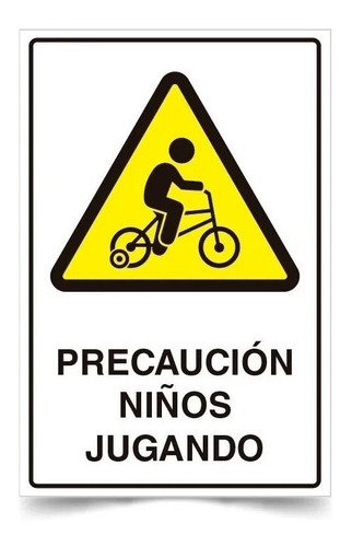 Señaletica Precaución Niños Jugando 30x20cm (adhesivo P4)