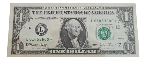 Billete De 1 Dolar 2003 Estrella Usa Reposicion Escaso