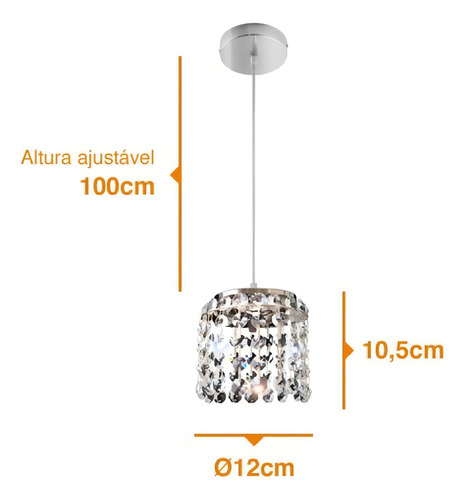 Pendente Milado Cristal Redondo 1 Lâmpada G9 Bronzearte