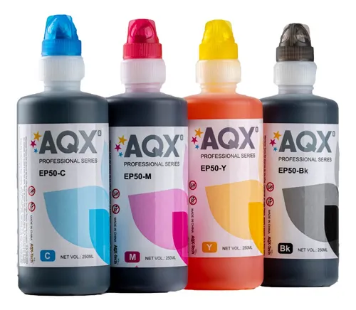 comprar Combo Tinta Profesional Aqx 4 X 250ml Para Impresoras Epson L3150 L3110 L4150 L210 L375 L365 L220 L395 +