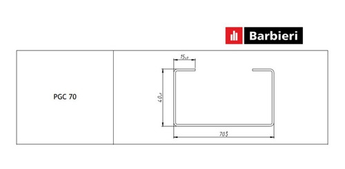 Perfil C Galvanizado Pgc 70 X 0,94 X 3m Steel Frame Montante