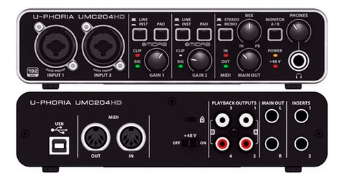 Placa De Grabacion Interfaz Behringer Umc204hd Midi