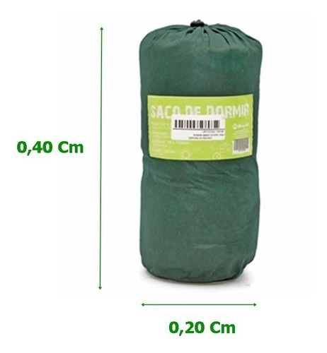 Imagem 2 de 4 de Saco De Dormir Solteiro Maringá 192x75 Com Ziper ( Verde )