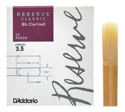 Palheta D'addario Reserve - Clarinete Classic Nº 3,5